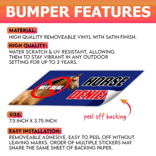 Image of (3Pcs - 7.5x3.75 in) Horse Denier Car Bumper Sticker, Funny Quirky Car Decal, Adult Humor Truck Minivan Trailer Vehicle Decoration, Teens Meme Car Accessories, Gift for Family, Friends
