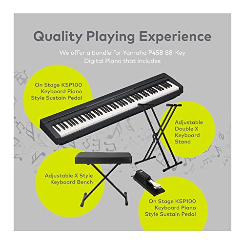 Yamaha – Piano numérique 88 touches avec support pour clavier Knox Gear, banc réglable et pédale de sustain – P45B - Les Beatles, Paul McCartney, John Lennon, RIngo Starr, George Harrison Yamaha – Piano numérique 88 touches avec support pour clavier Knox Gear, banc réglable et pédale de sustain - P45B – Image 5