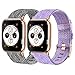 Produktbild Wanme Kompatibel mit Apple Watch Armband, Woven Nylon Ersetzerband Verstellbares Armband Kompatibel mit iWatch Series SE 6 5 4 3 2 1 (Gray+Purple, 42mm/44mm)