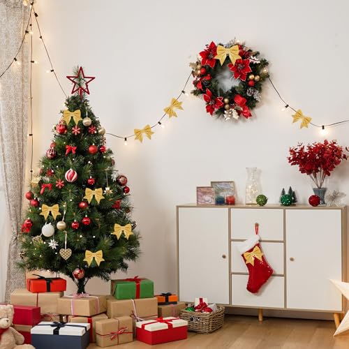 Lazos de Navidad dorados que no pierden la forma de 5x7 pulgadas para tu árbol 7