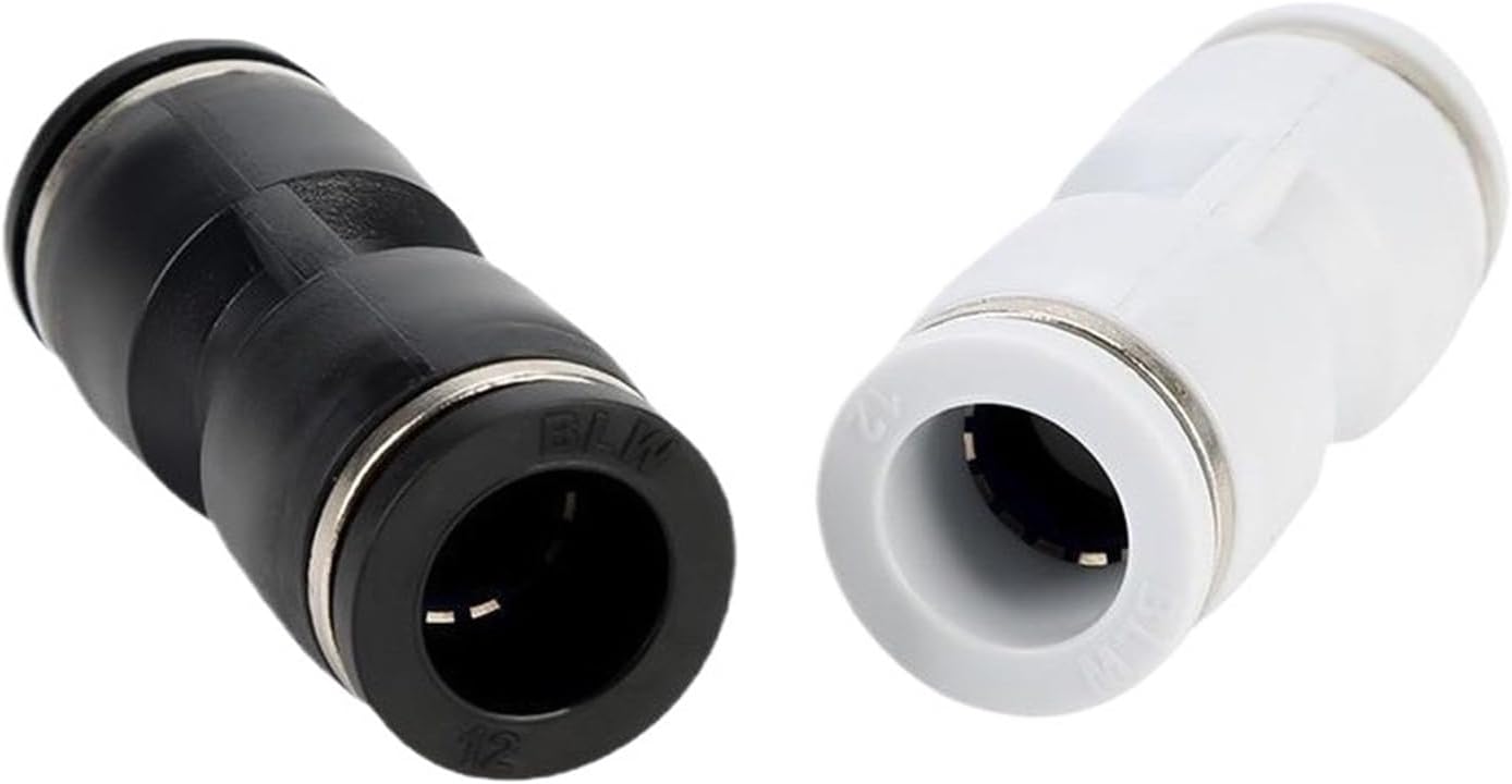 Plastic straight-through pneumatic quick-connect connector black and white zinc alloy PU4/6/8/10/12/16mm trachea quick connector(PG16-12White)