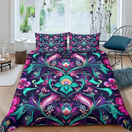 Housse de couette 3D double 200x200cm en microfibre avec 2 taies d'oreiller