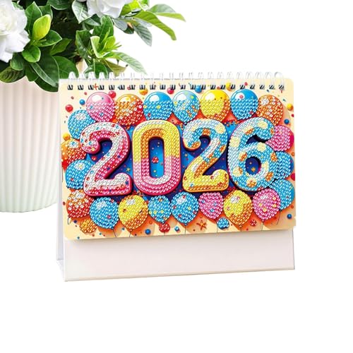2026 デスクカレンダー - ラインストーンペイントカレンダー - 女性 教師 家族 友人向け オフィス 学校 自宅用 ひっくり返し式月間プランナー,女性 自宅 オフィス 学校 家庭 室内デスク向け