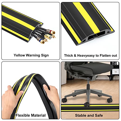 Eapele 4 Ft Cable Protector Cord Cover For Floor, Heavy Duty Pvc Duct Easy To Unroll, Prevent Trip Hazard For Home Office Or Outdoor Settings #TOP1