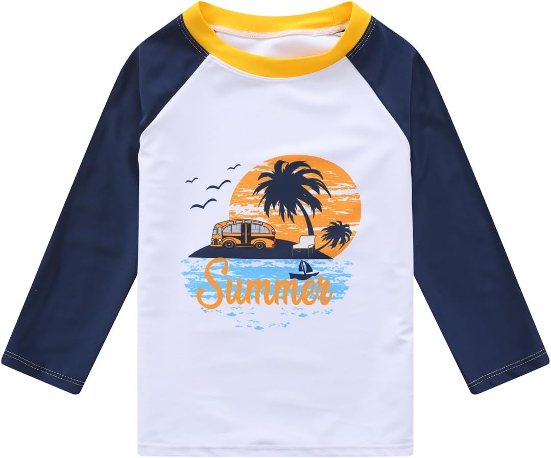 Baby-Boys Toddler Long Sleeved Rashguard Swim Bathing Suit and Sun Hat Set - Image 2