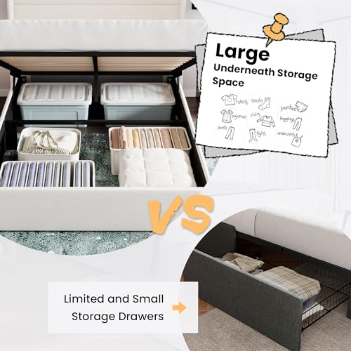 image for SHA CERLIN Full Size Lift Up Storage Bed/Velvet Upholstered/Modern Win