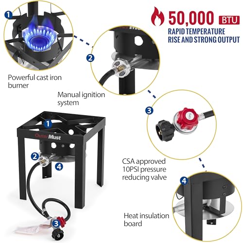 Image of OuterMust 30 QT. Outdoor Fryer 50,000 BTU Turkey Fryer Set and Seafood Boil with Perforaed Basket, Ideal Outdoor Cooker for Turkey, Crawfish, Crab, Shrimp, Lobster for Thanksgiving Gathering