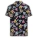 LARSD 80s Shirts for Men - 90s Button Up Vintage Retro Hawaiian Beach Neon Disco Funny Party Shirt - Memphis Black Geometric XL