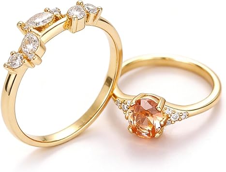 RKKOJJO 925 Sterling Silver Bridal Rings Sets AAA Pink Cubic Zirconia CZ Full Diamond Engagements Rings Wedding 2 Pcs Promise Anniversary White Gold Rings for Women Size 7