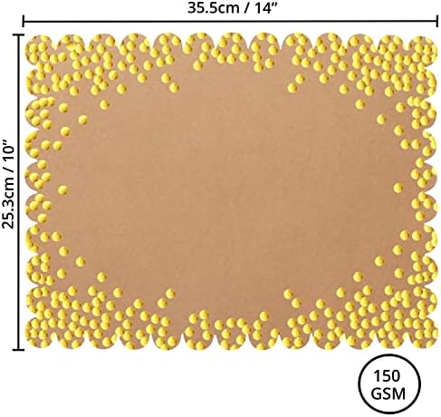 Belle Vous 50 Pack Scalloped Paper Placemats - 35.5 x 25.3cm / 14 x 10 inches - Kraft Disposable Placemats with Gold Polka Dot Decoration - Tabletop Mats for Parties, Christmas, and More