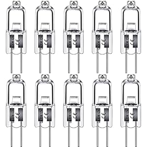 G4 Halogen Light Bulbs 20W 12V Clear Capsule 2 Pin Lamp Bulb Halogen Pin Base Warm White Dimmable 10 Pack