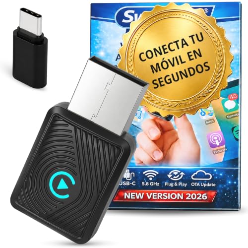 Auvra Adaptador CarPlay Inalámbrico y Android Auto para Coche, USB-C/USB-A