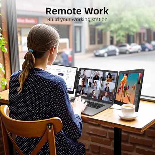 undefined ZUMWALT Laptop Screen Extender, 14" Triple Portable Monitor for Laptop, 1080P FHD Screen Extender Monitors for 13"-16.5", Monitor Extender for MacOS/Windows/Chrome (Built-in Speakers) の商品画像 8