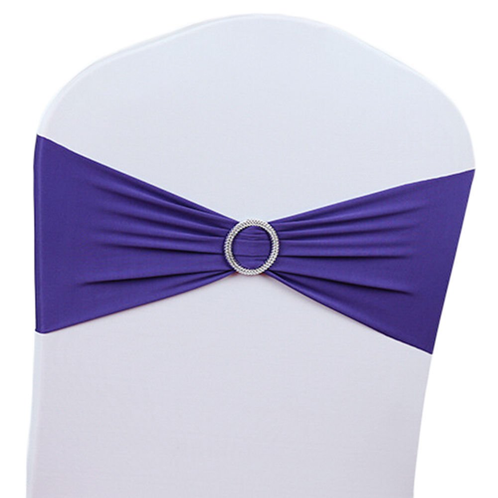 AKA 50PCS Elasticity Stretch Chair cover Band with Buckle Slider Sashes Bow Decor Wedding (Light Purple) — image 1