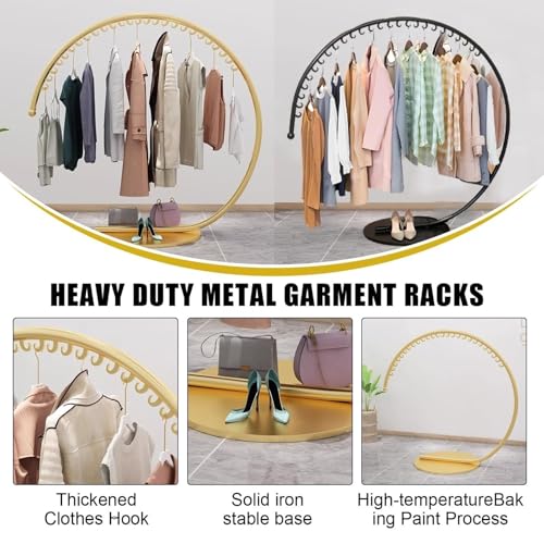 Présentoir à vêtements commercial rond doré avec structure robuste - 6