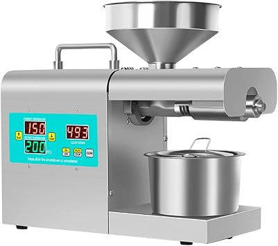 GagalU Oil Press Machine, Automatic Oil Presser, Cold/Hot Oil Expeller for Commercial Home Use Stainless Steel Electric Oil Press, with Intelligent Control Panel/LCD Touch Screen Grinder
