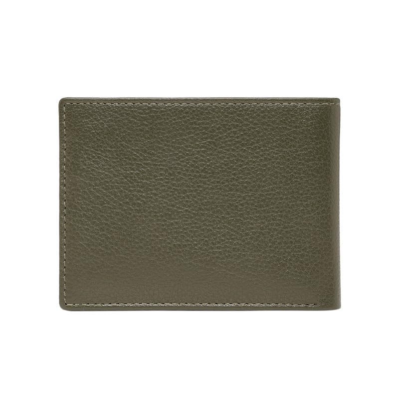 Image of United Colors of Benetton Men's Minimalist Leather Slimfold Wallet Gladbeck - Olive | Thin Bifold with 8 Card Slots & 2 Compartments | Stylish Purse of Gents
