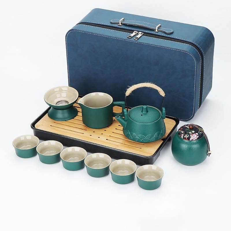 YIK TUNG Chinesische Teekanne, Japanisches Teeset, 14 Stück tragbares...