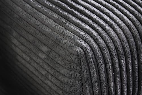 Riess Ambiente Modernes Ecksofa Kent 220cm dunkelgrau Cord inklusive Hocker Federkern Wohnlandschaft Sofa Couchgarnitur – Bild 7