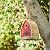 Glitzhome 8.5" H Washed Red Distressed Solid Wood Birdhouse Garden Hanging Bird House for Outdoors