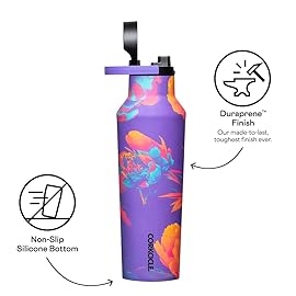 Corkcicle Classic Sport Canteen - Insulated Stainless Steel Water Bottle - Compact & Travel-Friendly - Durable - Dishwasher Safe - BPA Free - Non-Slip Silicone Base - 20 oz - Super Bloom