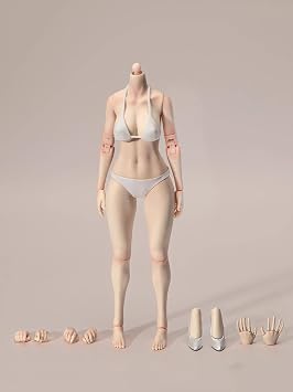 Fremego 1/6 Scale Female Body,12inch Pale Skin Female Joint Flexible Action Figure Body with Hand and Foot Shapes Collection Large Bust