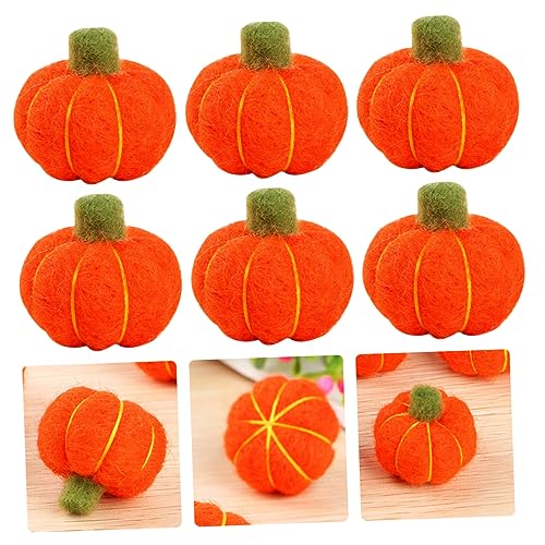 VILLCASE Craft Felted Pumpkin Balls 6 Pack Elegant Felt Halloween Decorations for Home Party
