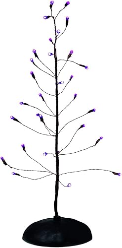 Department 56 Accesorios de Halloween para colecciones de pueblo Twinkle Bright Tree Lit Figurine, 11 pulgadas, morado
