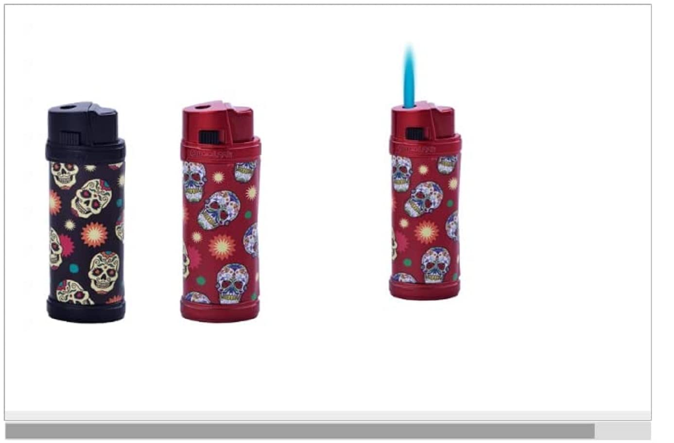 CHAMP *** Bright SKULL *** BLUE FAME LIGHTER WINDPROOF JET FLAME REFILLABLE lighter X 1 (SEND OUT RANDOM COLOUR)