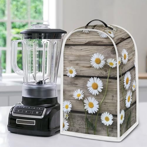 Image of Talayituse Daisy Wood Print Blender Dust Cover, Fingerprint Protection Cover for Stand Mixer or Coffee Machine, Home Kitchen Appliance Covers for Stain Dust Resistant Supplies