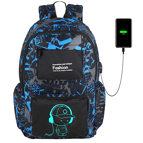 Flymei Cool Backpack With Usb Charging Port, Anime Backpack For Teens 15.6 Inch Laptop Backpack, Luminous Bookbags For Boys Durable Backpack For Elementary #TOP9