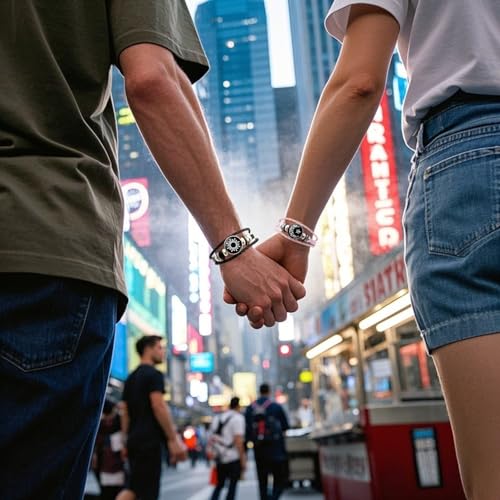 MENGYUEXUAN Luminous Sun and Moon Couple Bracelet - Glow in the Dark Matching Braided Leather Jewelry for Couples, Adjustable Long Distance Love Gift for Him & Her (black,pink) by MENGYUEXUAN - Image 3