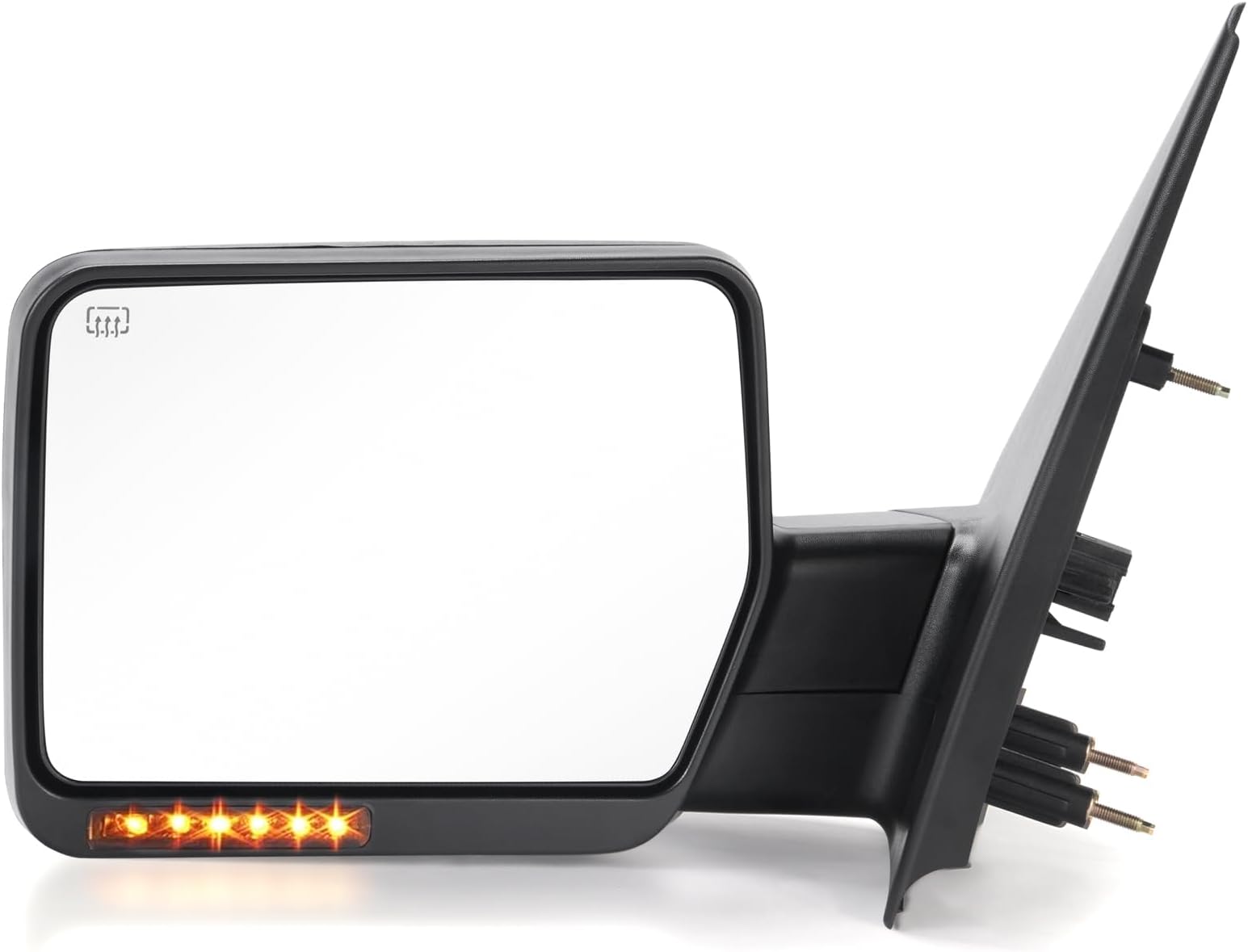 Towing Mirror Compatible with 2007-2014 F150, Power Heated and Adjustable Mirror with Amber Signal and Puddle Light, Left Driver Side Tow Mirror Replacement Black