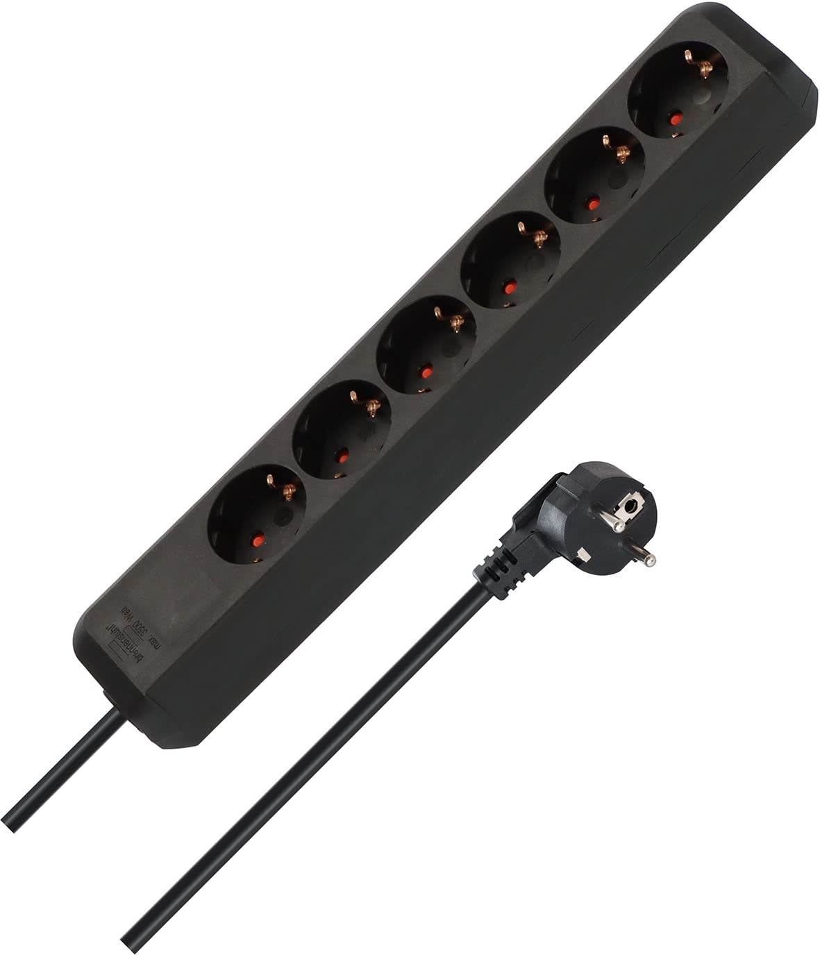 Brennenstuhl Eco-Line Steckdosenleiste 6-Fach (Mehrfachsteckdose mit erhöhtem Berührungsschutz und 1,5m Kabel) schwarz