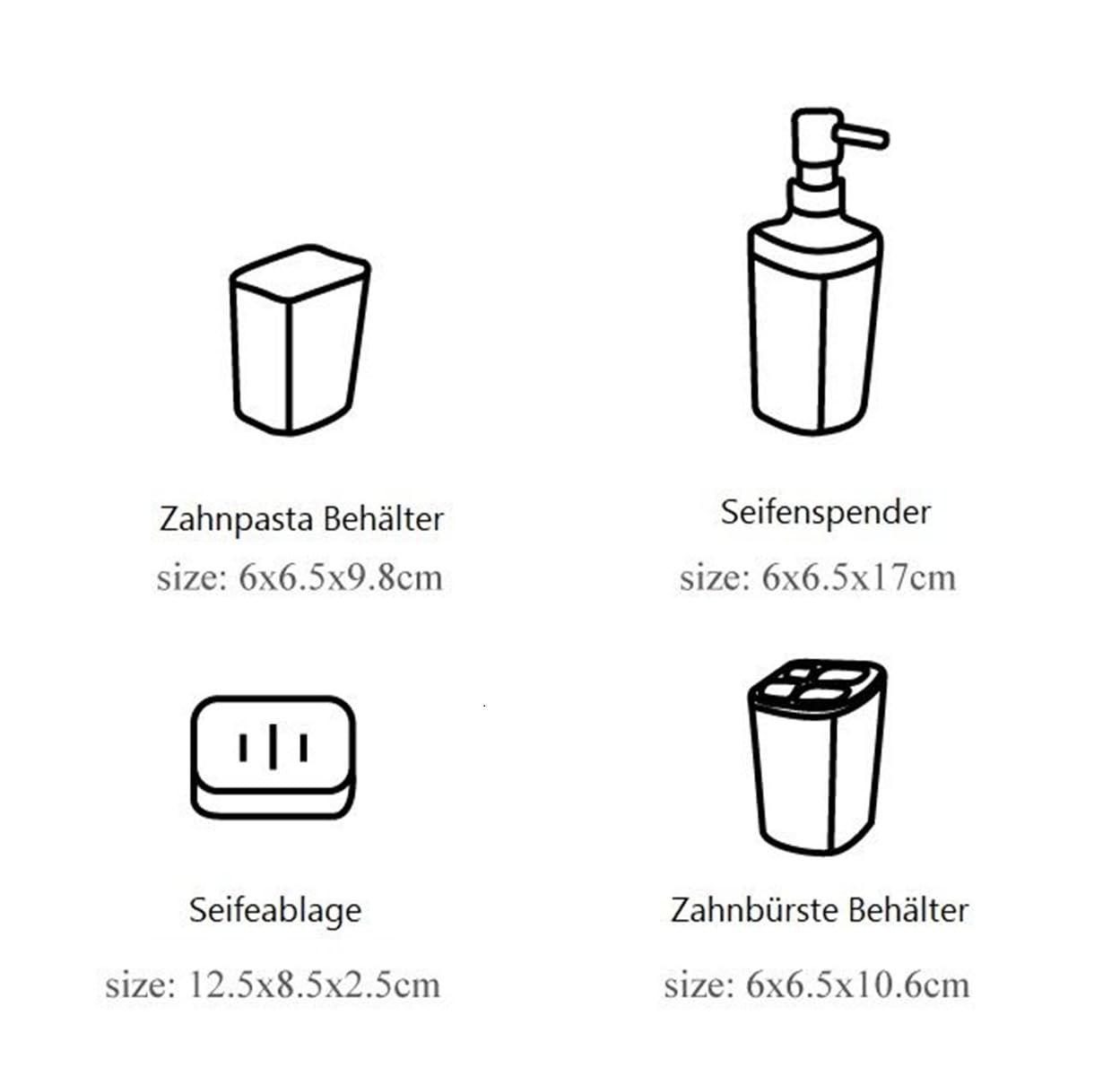 Badaccessoire-Set 4-teilig, Seifenspender, Zahnbürstenhalter, Schale & Organizer Beige