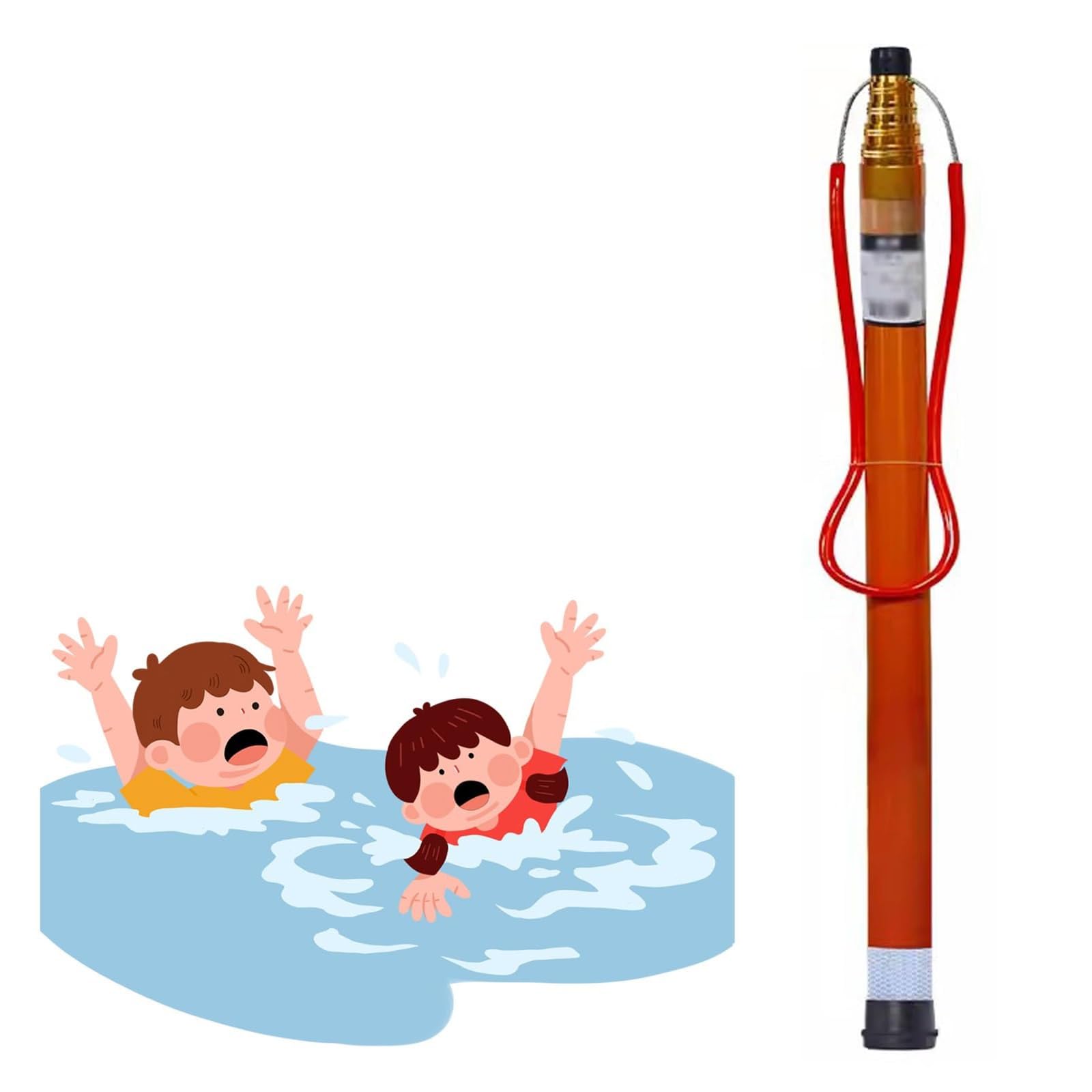 Perche de piscine en fibre de verre télescopique avec crochet de sauvetage aquatique de 6m