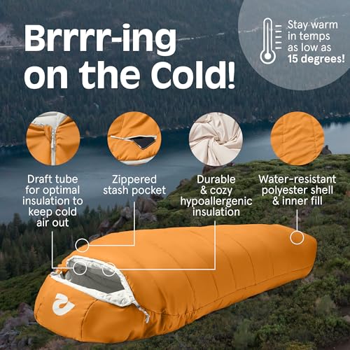 Retrospec Dream 15° 15 Degree Sleeping Bag - Mummy Sleeping Bag for Camping, Insulated Cold Weather Sleeping Bag Lightweight Stuff Sack, Water-Resistant and Adjustable Draw Cords Adult Sleeping Bag by Retrospec - Image 7
