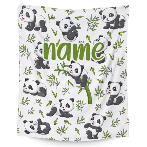 Mercuryelf Custom Panda Throw Blanket - Soft, Fuzzy & Warm - 40x50 Inches Flannel Blankets for Travel, Office - White Aesthetic Throws Gift for Kids