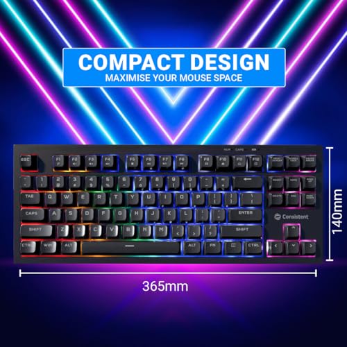 Image of Consistent Paradox Gaming Wired Keyboard, USB Connection | Windows Lock Key | Multimedia Shortcuts with 87 Keys | 19 Anti-Ghosting Keys