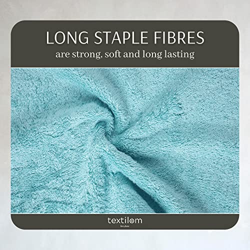 Textilom 100% Turkish Cotton 6 Pcs Bath Towel Set, Luxury Bath Towels For Bathroom, Soft & Absorbent Bathroom Towels Set (2 Bath Towels, 2 Hand Towels, 2 Washcloths)- Aqua #TOP5