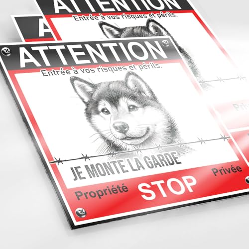 Schild Shiba Inu, 190 x 190 mm, Dibond 2 mm + 4 Aufkleber Video Überwachung – Schild für Haus unter Videoüberwachung