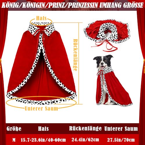 XIMISHOP Halloween Huastier Kostüme König,Hunde und Katze Umhang Rot Halloween Cosplay Lux Mantel Für Prinz und Prinzessin