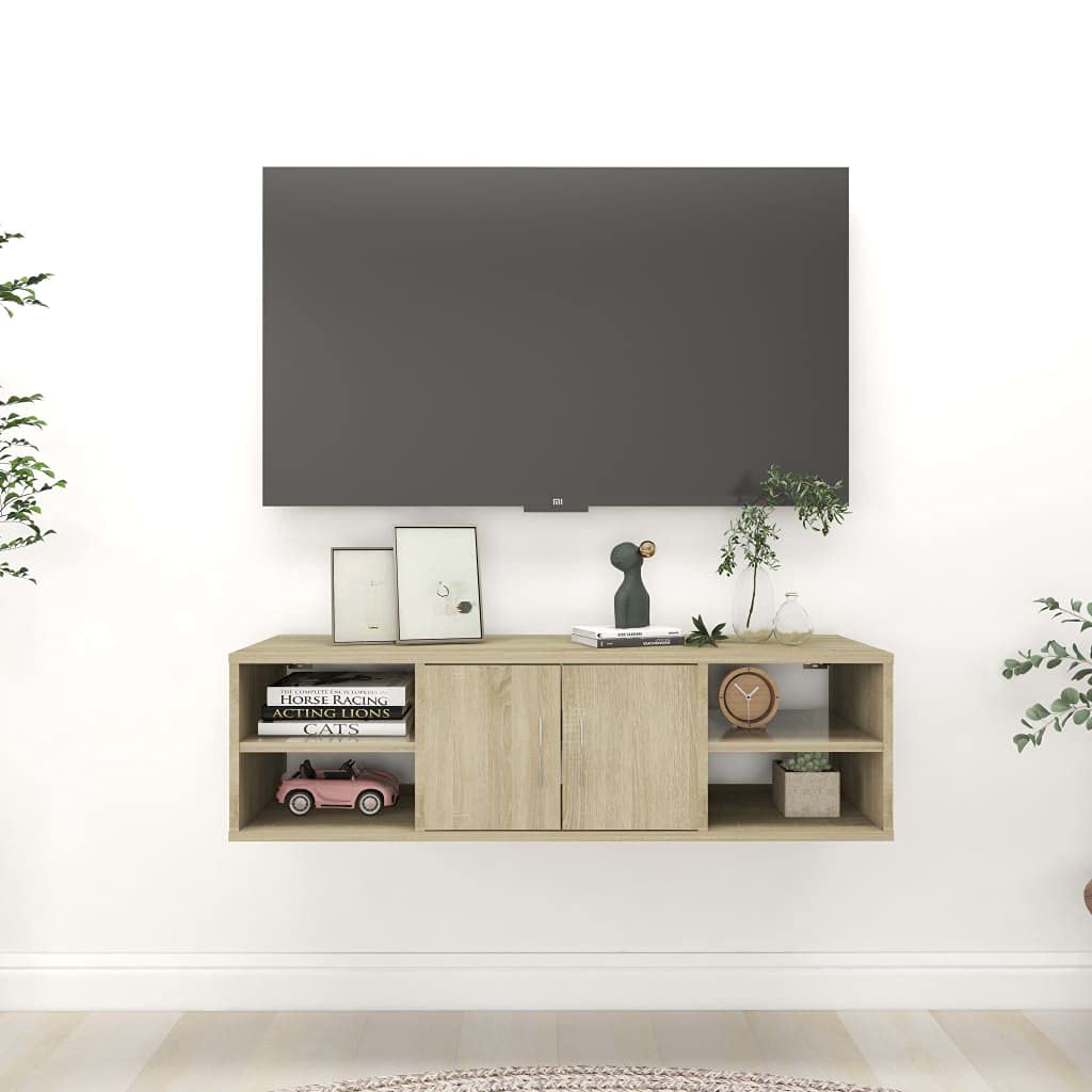 Estantería de pared de roble Sonoma, 102 x 30 x 29 cm, material de madera, estantería flotante, estantería de pared para dormitorio, salón, almacenamiento versátil