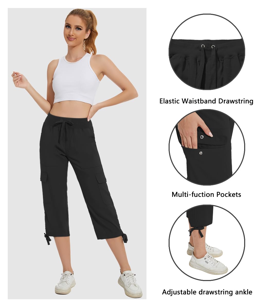 YuKaiChen Women's Capris Hiking Summer Pants Outdoor Athletic Casual with Pockets