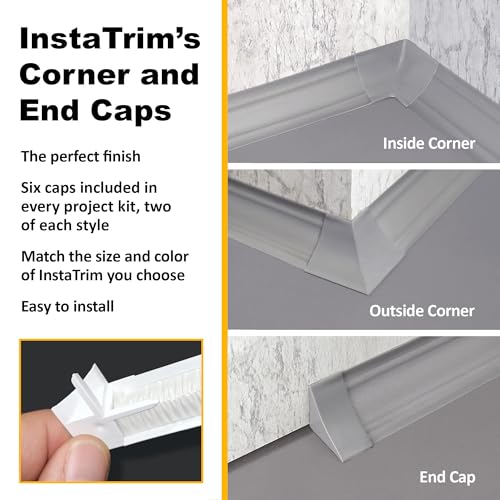 Image of InstaTrim Flexible, Self-Adhesive Caulk Complete Kit, 3 /4 inch x 50', Gray