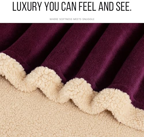 Image of VAS COLLECTIONS Premium Sherpa Flannel Blanket | 480 GSM Ultra-Soft Plush Heavyweight Heavy Winter Comforter | Warm Double Bed Blanket for Winter (88x88 Inches, 3200 g) (Maroon, Double (3200 g))
