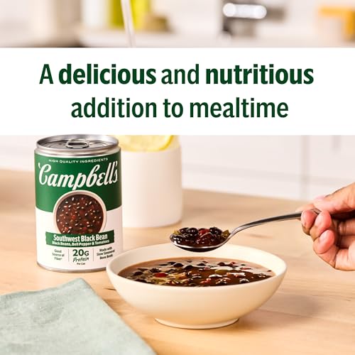Image of Campbell's Protein Southwest Black Bean Soup, 16.3 Oz Can (Pack of 3)