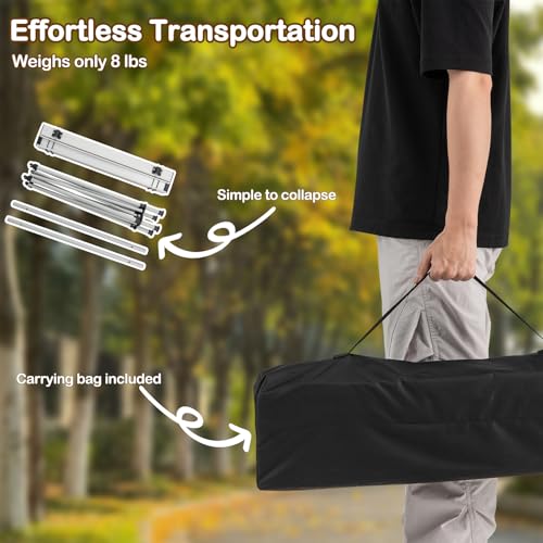 GIANTEX Mesa de Camping Plegable de Aluminio Ligero, Mesa Cuadrada Portátil para 4 Personas con Bolsa de Transporte, Plateado, 28"x28"x27.5" miniatura 5