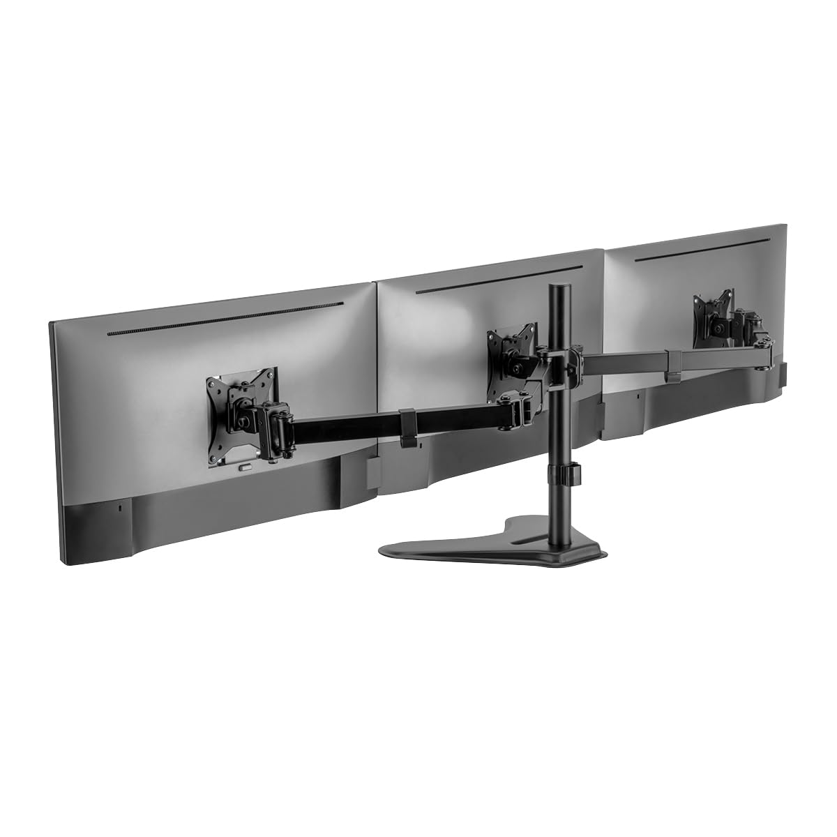 LogiLink Supporto per monitor in alluminio per 3 monitor (17-27"), lunghezza braccio: 658 mm, con supporto per smartphone