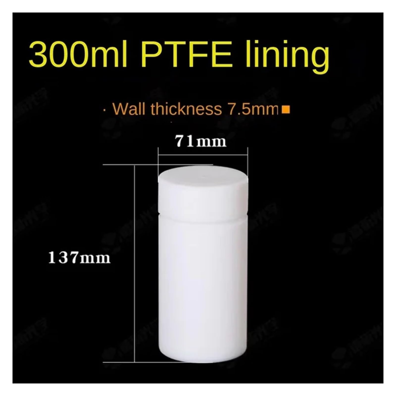Reactor, 5/10/15/25/50/100ml PTFE revestido for síntesis hidrotermal Autoclave Reactor de alta presión(PTFE 300ML)